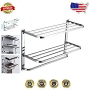 Maximize Your Bathroom Space with Chrome 3-Tier Wall Shelf and Towel Rack