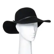 A New Day Womens 100% Wool Floppy Ranchers Hat Black Whimsigoth Boho OS NEW