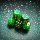Dice - 5 Pcs Set Green & Black Ombre, Gold Accents, For Games Collections