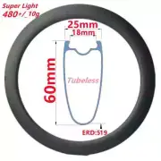 700c Tubeless/Clincher Carbon Rim for Road Track/Fixed Gear Bike 25*60mm Matte