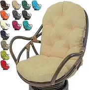 Outdoor Swivel Rocker Cushion, Waterproof Improved Comfy Hammocks Papasan Chair Cushion,120 * 60cm Rocking Chair Cushion+ Tufted High Back, Cushion for Rattan Swing Wicker Rattan Egg Chair(Color:L)