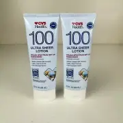(2) ULTRA SHEER LOTION 100 Sunscreen Compared To Neutrogena Ultra Sheer Dry Tube