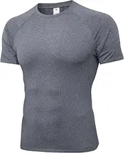 [WRAGCFM] Men's Compression Shirts Short Sleeve Athletic Tops Cool Dry Running Undershirts Baselayer Sports Gym T-Shirt