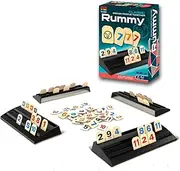 BERYART Rummy Tiles Game Set with 4 Double Tier Tile Racks Trays Rummy Cube Playing Racks in Travel Bag for Family Classic Board Games Travel Game Mini Rummy Game for Adult and Kids