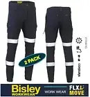 BISLEY FLEX&MOVE -2 PACK- TAPED STRETCH DENIM CARGO CUFFED WORK PANTS - BPC6335T