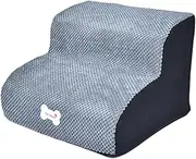 Dog Ramps Steps Multifunctional Scratch Resistant 2-Steps Extra Wide Dog Slope Stairs for Small Pets Indoor Use Chair Couch, Coffee 15cm Height (Gray 30cm Height)