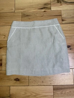 Ann Taylor Loft Size 6 A-Line Short Career 100% Linen Skirt NEW. Lined. Tan