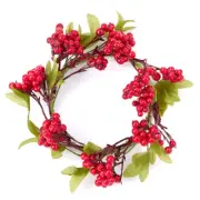 Bulk Lot of 12 Red Berry Cluster and Green Leaf 5-1/2" Candle Rings