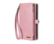 C02 Pink Lanyard Zipper Smartphone Leather Case Detachable Multilayer Card Wallet Phone Cover Holder Type for IPhone 13ProMax