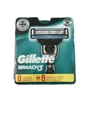Gillette Mach 3 - 8 Pack Razor Cartridge Refill New