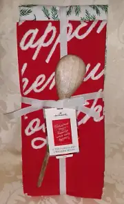 Hallmark 2 Tea Towels & Wooden Spoon Christmas Magic Happens When We're Together