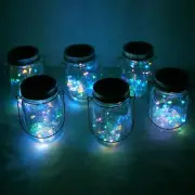Paquete de 6 luces LED de colores solares para tarro de masón, luces de hadas