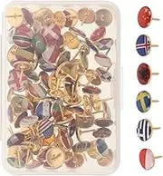 GARIOUANS 1 Set Creative Pins Country Flag Pins National Cute Office Decor Patriotic Bulletin Pushpins Short Thumb Tack Colored Push Pin Decorative Thumb Tacks Marking Tacks Thumbtacks Iron