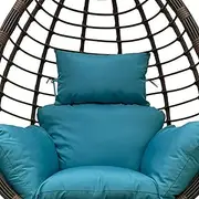 Outdoor Hanging Egg Chair Back Cushions with Headrest Pillow Foldable Swing Egg Cushion Replacement for Hanging Basket Seat(Lake Blue)