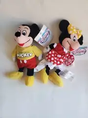 Disney Store Bean Bag Plush Mickey and Minnie Mouse yellow/Red outfits