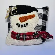 Mud Pie Whimsy Small Christmas Hook Pillow 8" X 8" Snowman With Scarf