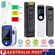 Finger Pulse Oximeter Blood Saturation Oxygen Monitor + Thermometer Forehead Gun