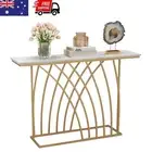 120cm Console Table Entry Hallway Modern Faux Marble Top Gold Metal Frame Accent