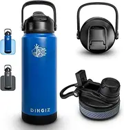 Dingiz 24oz Stainless Steel Sports Drink Bottle – Dual Lid Gym Water Bottle – Vacuum Insulated – Leakproof – Durable for Hot & Cold Drinks