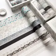 12 Rolls Washi Tape Set, Geometric Pattern Japanese Decorative Writable Washi Ma