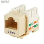 20x Cat6 RJ45 Network Keystone Jack Punch Down 20 Pack Beige For Wallplate/Panel