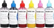 CoYlBod 6 Colors Sublimation Ink Refilled Bottles for Epson Artisan 1430 1400 835 L805 L800 837 710 810 700 725 730 Printers,Sublimation Ink 6 Colors Refill Ink kit for Refillable Cartridges CISS