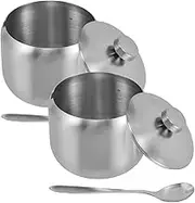 HOLIDYOYO 2pcs Stainless Steel Spice Jars with Sealed Lids for Storing Salt Sugar and Seasonings Condiment Containers for Kitchen Tabletop Use