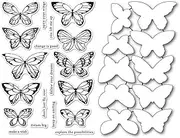 Butterflies Dies and Stamp Sets for Card Making Change is Good,Dream Big,Make a Wishes,Words Phrase Clear Rubber Stamp for DIY Scrapbooking Metal Cutting Dies for Paper Crafting Handmade Crafts