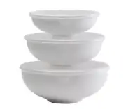 Gourmac Nesting Prep Bowl With Lids, Set of 3, White (3580WH)