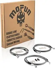Mofun 2pcs Upper and Lower Hydraulic Front Brake Line Kit Compatible with Harley Touring Road King Road Glide Street Glide Electra Glide 2014-2024 with ABS, Fit 12"-14" Handlebar, Black