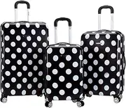 [Rockland] Laguna Beach Hardside Spinner Wheel Luggage, Black Dot, 3-Piece Set (22/24/28), Laguna Beach Hardside Spinner Wheel Luggage
