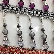 Tassel Fringe Trim, 2 Meters Beaded Tassel Fringe for Curtain Sewing Crafts Hanging Crystal Beads Decorative Trim Home Decor Accessories(Grey)