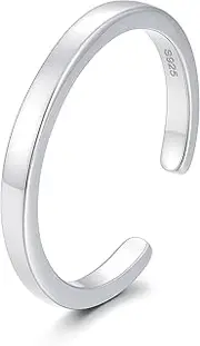 [CHIC & ARTSY] 925 Sterling Silver Open Toe Ring for Women - Lightweight Comfortable Yoga Toe Rings, Adjustable Stackable Toe Rings, Boho Coastal Vacation Beach Foot Jewellery