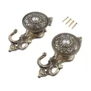 2Pcs Vintage Curtain Tiebacks Hook Bronze+Crystal Decor Wall Hooks Window Hol...