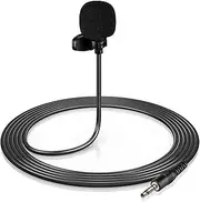 Clip-on Lapel Condenser Microphone with 3-Pin 3.5mm Plug 3 Meters Cable for Live Stream/Recording/View Compatible with Desktop Computer/Camera/Video Camera/Sound Card