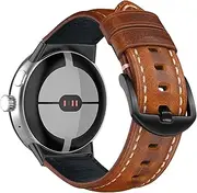 [KeeFos] Leather Strap Compatible with Google Pixel Watch 3 45mm, Leather Replacement Band Compatible with Google Pixel Watch 3 45mm