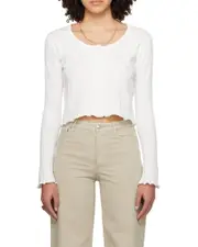 lettuce rimmed knitted cardigan XL,L White