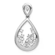 14k White Gold 1/5ct. Real Diamond Fancy Teardrop Pendant