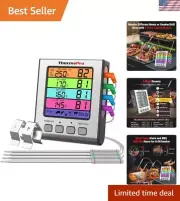 TP17H Digital Meat Thermometer with 4 Temperature Probes, HI/LOW Alarm Smoker...