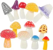 Kisangel 12pcs Miniature Jungle Mushroom Decor Realistic Resin Statues for DIY Bonsai Landscape Shelf Ornaments for Moss Gardens Delicate