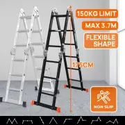 New 3.7M Multi Purpose Ladder Aluminium Folding Extension Adjustable Step