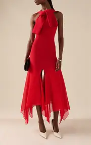 [A.W.A.K.E. MODE] Organza-Paneled Knit Maxi Dress