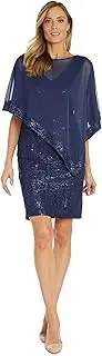 [R&M Richards] Women Unique Asymmetrical Lace Chiffon Poncho Dress