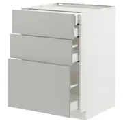 METOD / MAXIMERA base cb 3 frnts/2 low/1 md/1 hi drw, white/Havstorp light grey, 60x60x80 cm