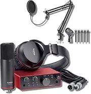 Focusrite Scarlett Solo Studio 4th Gen USB Audio Interface Bundle with StreamEye Boom Arm Mic Stand Desktop Mount, Detachable Clip, Professional Grade XLR Cable, Microphone Pop Filter and Cable Ties