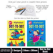 2 Kids Colouring Books ABC Alphabet Dot to Dot Colour Pencil Included 40 Pages