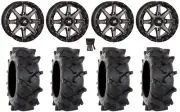 High Lifter HL10 14" Wheels Smoke 28" MT410 Tires Kawasaki Mule Pro FXT KRX