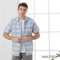 在飛比找momo購物網優惠-【NAUTICA】男裝粗細條紋短袖襯衫(藍色)