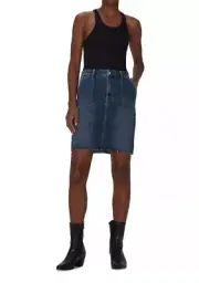 NEW! 7 For All Man Kind: Jen7 Denim Pencil Skirt W/ Patch Pockets Cut Hem-Sz 20