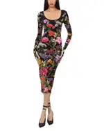 Alice and Olivia Delora Scoop Neck Midi Dress